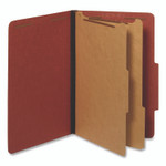 Pendaflex Reinforced Pressboard Classification Folders, 2.5" Expansion, 2 Dividers, 6 Fasteners, Legal Size, Red Exterior, 10/Box View Product Image