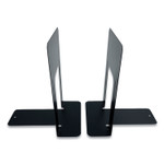 Huron Steel Bookends, Contemporary Style, Nonskid, 6 x 8 x 9.25, Black, 1 Pair View Product Image