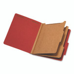 Pendaflex Colored Pressboard Top Tab Classification Folders, 2.5" Expansion, 2 Dividers, 6 Fasteners, Letter Size, Bright Red, 10/Box View Product Image