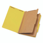 Pendaflex Colored Pressboard Top Tab Classification Folders, 2.5" Expansion, 2 Dividers, 6 Fasteners, Legal Size, Yellow, 10/Box View Product Image