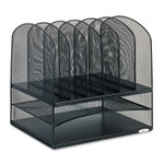 Safco Onyx Mesh Desk Organizer with Two Horizontal and Six Upright Sections, Letter Size Files, 13.25" x 11.5" x 13", Black (SAF3255BL) View Product Image