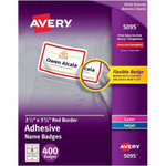 Avery Name Badge Label - 2 21/64" Width x 3 3/8" Length - Removable Adhesive - Rectangle - Inkjet, Laser - Matte Product Image 