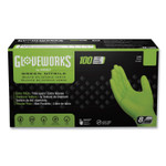 GloveWorks by AMMEX Heavy-Duty Industrial Nitrile Gloves, Powder-Free, 8 mil, Large, Green, 100 Gloves/Box, 10 Boxes/Carton View Product Image