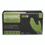 GloveWorks by AMMEX Heavy-Duty Industrial Nitrile Gloves, Powder-Free, 8 mil, 2X-Large, Green, 100 Gloves/Box, 10 Boxes/Carton View Product Image