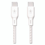Belkin BOOST CHARGE Braided USB-C to USB-C Cable, 100 W Power Delivery, 6.6 ft, White, 2/Pack View Product Image