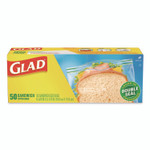 Glad Zipper Food Storage Plastic Sandwich Bags, 6.63 x 5.88, Clear, 50 Bags/Box View Product Image