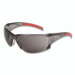 MCR Safety Hulk HK1 Series Safety Glasses, Scratch-Resistant, Smoke/Red Plastic Frame, Gray Plastic Lens View Product Image