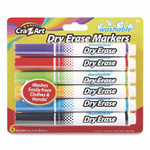 Cra-Z-Art Washable Dry Erase Markers, Broad, Bullet Tip, Assorted Colors, 6/Set View Product Image
