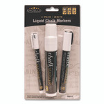 Excello Global Products Liquid Chalk Markers, Assorted Tip Sizes and Types, White, 3/Pack View Product Image