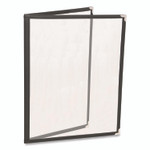 Excello Global Products Menu Holder For 8.5 x 11 Menus, Portrait Orientation, 4-View, 9.6 x 12 Holder, Clear/Black/Silver, 10/Pack View Product Image