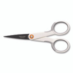 Fiskars SoftGrip Nonstick Scissors, 5" Long, Straight White/Gray Handle View Product Image