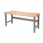 Global Industrial Standard Duty Butcher Block Top Adjustable Height Workbench, 2,000 lbs, 72 x 36 x 30.88 to 36.88, Maple/Gray View Product Image