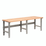 Global Industrial Standard Duty Butcher Block Top Adjustable Height Workbench, 2,000 lbs, 96 x 36 x 30.88 to 36.88, Maple/Gray View Product Image