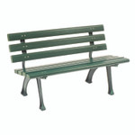 Global Industrial Recycled Plastic Benches with Back, 48" x 23" x 28", Green Seat/Back, Green Base View Product Image