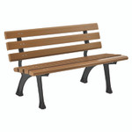 Global Industrial Recycled Plastic Benches with Back, 48" x 23" x 28", Tan Seat/Back, Black Base View Product Image