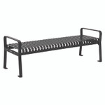 Global Industrial Steel Slat Flat Bench, 70" x 24" x 24.25", Black Seat, Black Base View Product Image