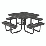 Global Industrial Expanded Steel Picnic Table, Square, 81 x 81 x 29.5, Black Top, Black Base/Legs View Product Image
