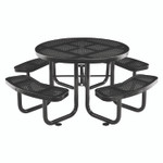 Global Industrial Perforated Steel Picnic Table, Round, 46" Dia x 29.5"h, Black Top, Black Base/Legs View Product Image