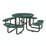Global Industrial Expanded Steel Picnic Table, Round, 46" Dia x 29.5"h, Green Top, Green Base/Legs View Product Image
