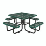 Global Industrial Expanded Steel Picnic Table, Square, 81 x 81 x 29.5, Green Top, Green Base/Legs View Product Image