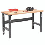 Global Industrial Standard Duty Butcher Block Top Adjustable Height Workbench, 2,000 lbs, 60 x 30 x 30.88 to 36.88, Birch/Black View Product Image