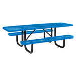 Global Industrial ADA Compliant Expanded Steel Picnic Table, Rectangular, 96 x 60 x 29.5, Blue Top and Base View Product Image
