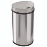 HLS Commercial Sensor Trash Can, Half-Round Cylinder, 13 gal, Plastic/Stainless Steel, Silver View Product Image