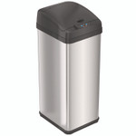 HLS Commercial Sensor Trash Can, Rectangular, 13 gal, Plastic/Stainless Steel, Silver View Product Image
