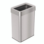 HLS Commercial Open Top Trash Can, Rectangular, 16 gal, Plastic/Stainless Steel, Silver View Product Image