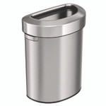 HLS Commercial Open Top Trash Can, Half-Round, 18 gal, Plastic/Stainless Steel, Silver View Product Image