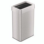 HLS Commercial Open Top Trash Can, Rectangular, 18 gal, Plastic/Stainless Steel, Silver View Product Image