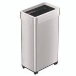 HLS Commercial Open Top Trash Can with Wheels, 18 gal, Plastic Stainless Steel, Silver View Product Image