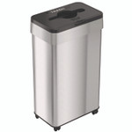 HLS Commercial Open Top Trash Bin with Wheels and Color-Coded Lid, 21 gal, Plastic/Stainless Steel, Silver/Black View Product Image