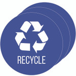 HLS Commercial Vinyl Decals, Recycle, 4" Diameter, Blue/White, 3/Pack Product Image