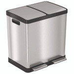 HLS Commercial Step Pedal Trash Can and Recycle Bin, 16 gal, Plastic/Stainless Steel, Silver View Product Image