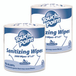 Touch Point Hand Sanitizing Wipes Refill, 5 x 8, Fragrance Free, White, 2,000 Wipes/Roll, 2 Rolls/Carton Product Image