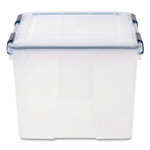 IRIS WEATHERTIGHT Latching Flat Lid Storage Box, 11.5 gal, 15.7" x 19.7" x 11.7", Clear View Product Image