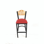 JMC Furniture Eagle Series Barstool, Supports Up to 300 lb, 28.5" Seat Height, Red Seat, Natural Back, Black Base View Product Image