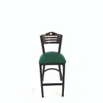 JMC Furniture Eagle Series Barstool, Supports Up to 300 lb, 28.5" Seat Height, Green Seat, Dark Walnut Back, Black Base View Product Image
