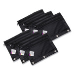 Charles Leonard Two-Pocket Binder-Insertable Pencil Pouch with Mesh Front, 2 Compartments, 3-Hole Punched, 11" x 9", Black, 6/Pack View Product Image