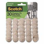 Scotch Custom Fit Felt Pads, 1.5" dia, Beige, 30/Pack View Product Image