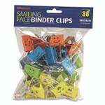 Officemate Smiling Face Binder Clips, Medium, Assorted Colors, 36/Pack View Product Image