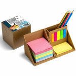 Officemate YouCube Storage Organizer with Sticky Notes - 3.50" Height x 3.50" Width x 3.50" Depth - Desktop - Pen Holder - Brown Product Image 