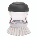 OXO Good Grips Soap Dispensing Palm Brush, Whie Nylon Bristles, 4" Brush, Clear/Black Handle Product Image