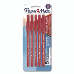 Paper Mate Eraser Mate Ballpoint Pen, Stick, Medium 1 mm, Red Ink, Red Barrel, 5/Pack View Product Image