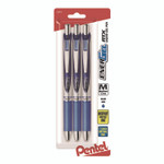 Pentel EnerGel RTX Gel Pen, Retractable, Medium 0.7 mm, Blue Ink, Blue/Silver Barrel, 3/Pack View Product Image
