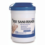 Sani Professional PDI Sani-Hands Instant Hand Sanitizing Wipes, 7.5 x 6, Unscented, White, 220/Canister, 6 Canisters/Carton View Product Image