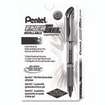 Pentel EnerGel Deluxe Gel Pen, Stick, Medium 0.7 mm, Black Ink, Silver/Black Barrel, Dozen View Product Image