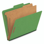 Pendaflex Colored Pressboard Top Tab Classification Folders, 2.5" Expansion, 2 Dividers, 6 Fasteners, Letter Size, Dark Green, 10/Box View Product Image