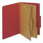Pendaflex Colored Pressboard Top Tab Classification Folders, 2.5" Expansion, 2 Dividers, 6 Fasteners, Legal Size, Bright Red, 10/Box Product Image